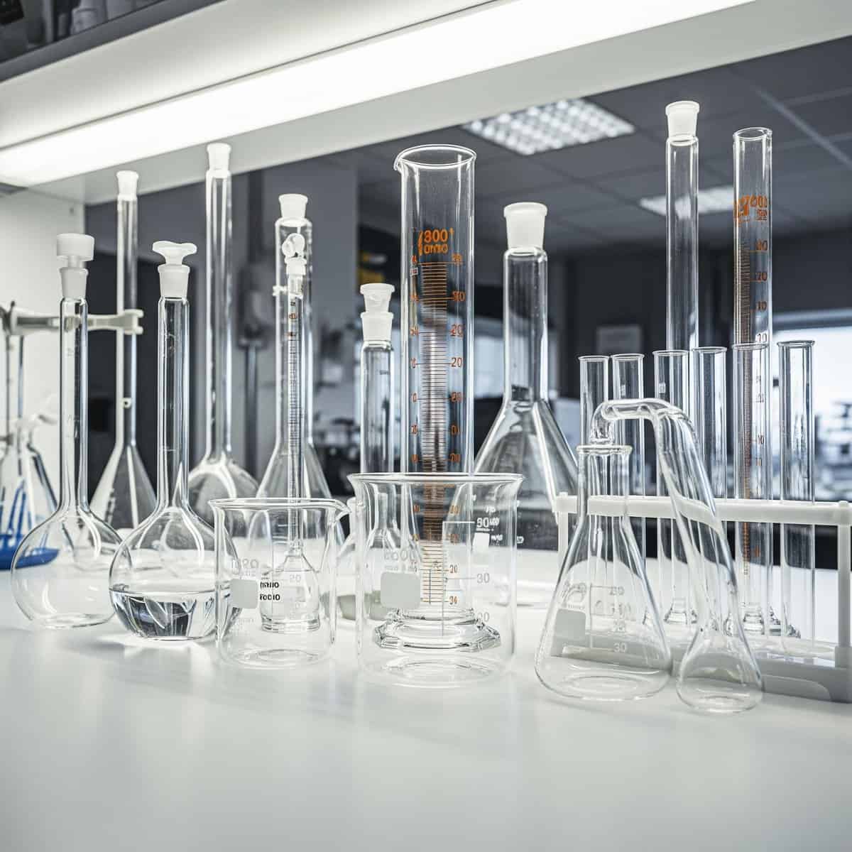 Instruments en verre utilisés par QualiMet Maroc pour la mesure de volume et le calcul de la masse volumique en laboratoire accrédité ISO 17025